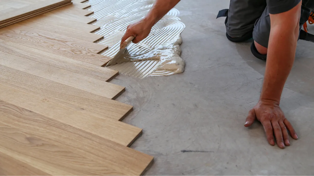 Flooring installation underway in an Angier NC living room