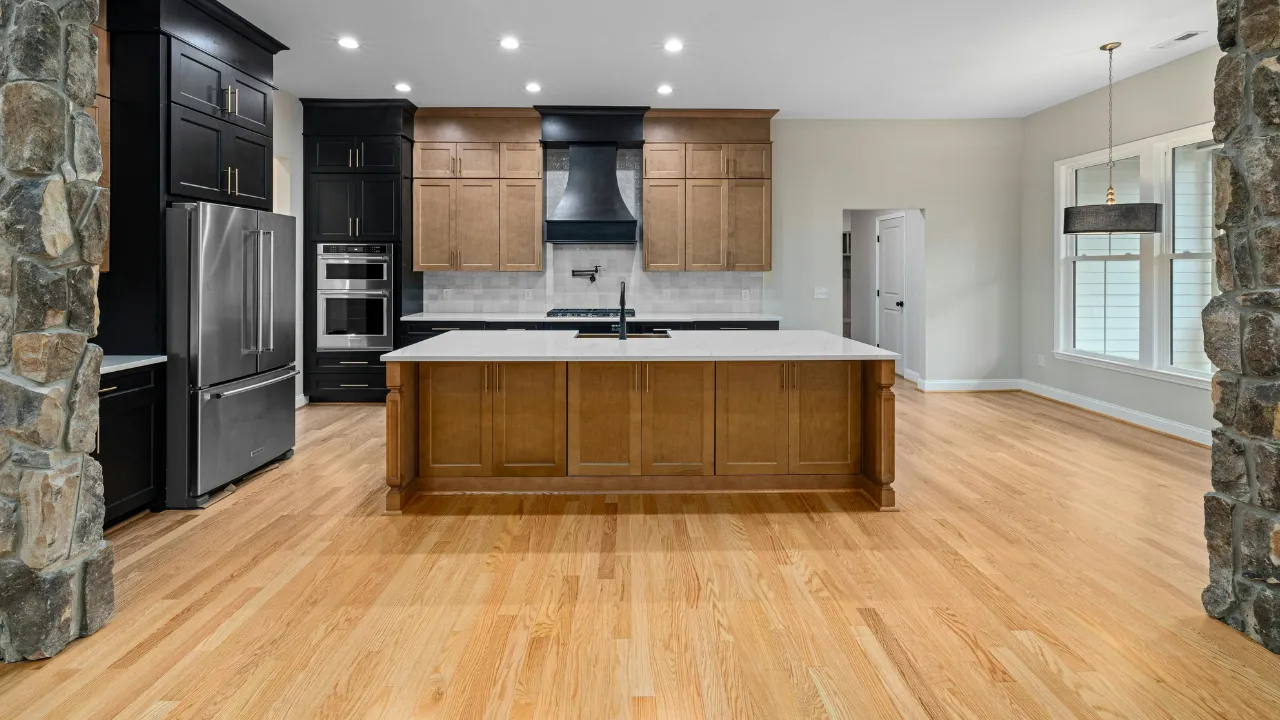 Remodeled kitchen with tile floor in an Angier NC home