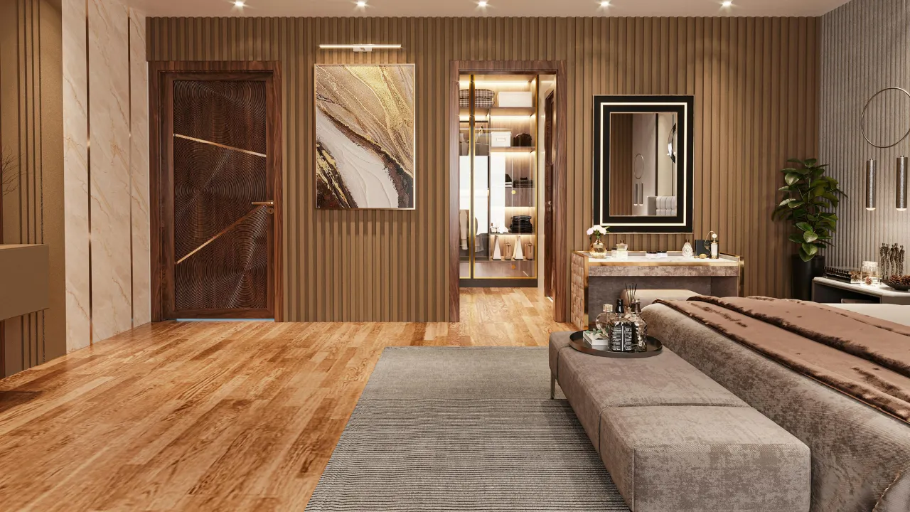 Laminate flooring in a Harnett County hallway