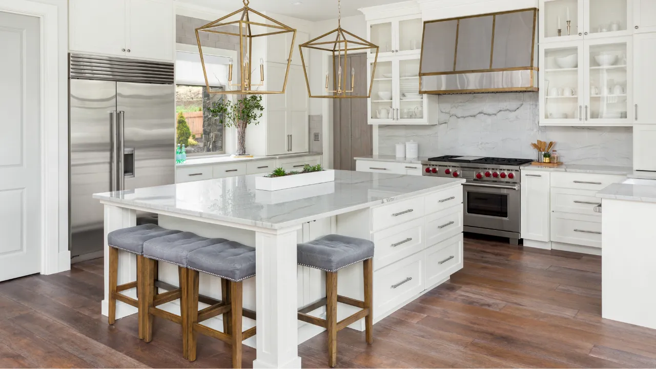 Waterproof luxury vinyl plank in a spill-friendly kitchen