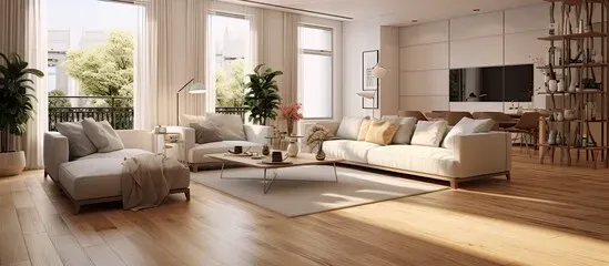 Scratch-resistant luxury vinyl plank in a pet-friendly living room