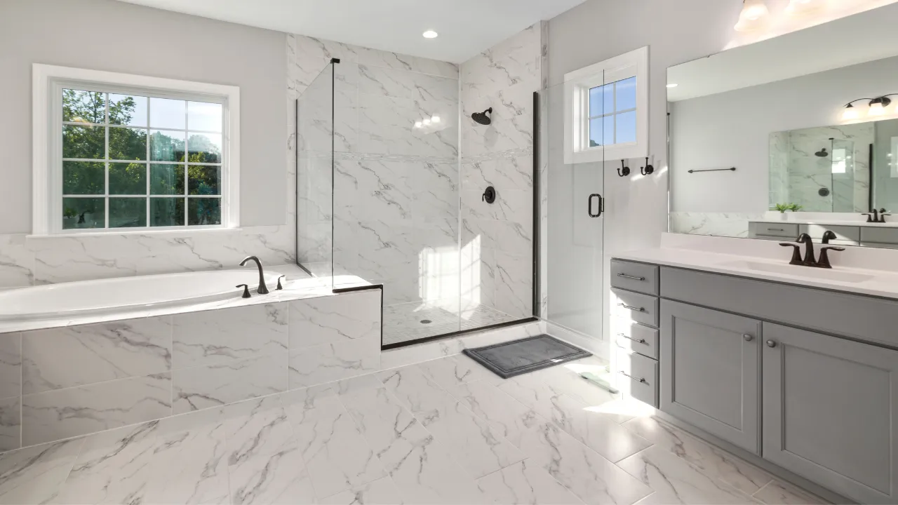 Easy-clean tile entryway ideal for muddy paws in central North Carolina